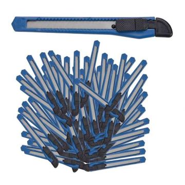 Set of 100 construction knives 1x1.8x13cm., blue/black/silver