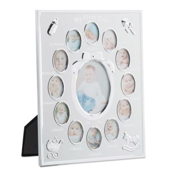 Collage of 13 photos 29x24x0.85cm., white/silver color