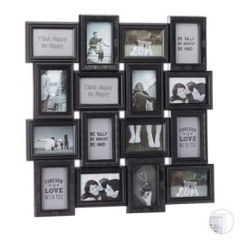 Collage of 16 photos 70x70x2.5cm., black color