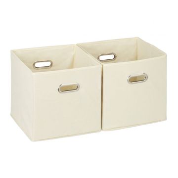 Set of 2 folding boxes 30x30x30cm., beige/silver color