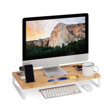 Monitor stand 9x60x30cm., light brown/silver color