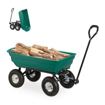 Firewood cart 50.5x52.5x115.5cm., dark green/black/silver color
