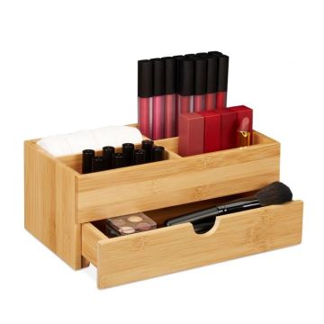 Makeup organizer with drawer 11x27x15cm., light brown