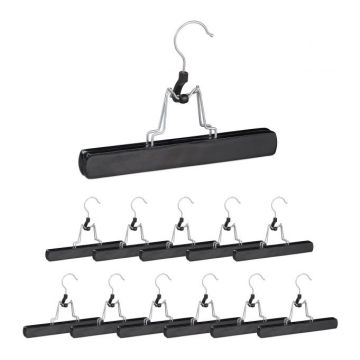 Trouser hangers 12pcs, black/silver