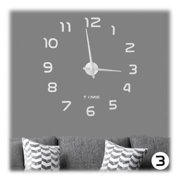 Wall clock 3D 110cm., silver color