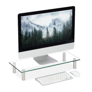 Podstawka pod monitor przezroczysta 56x24cm, kolor srebrny