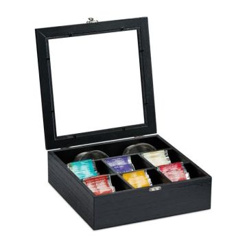Tea bag organizer 8x25x25.5cm., black/silver color