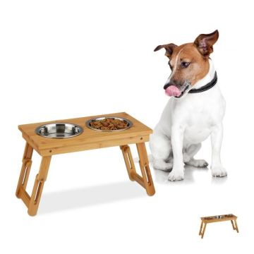 Foldable bowl stand 31x70x23cm., light brown/silver color