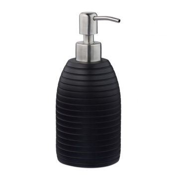 Liquid soap dispenser 18x8cm., black/silver color