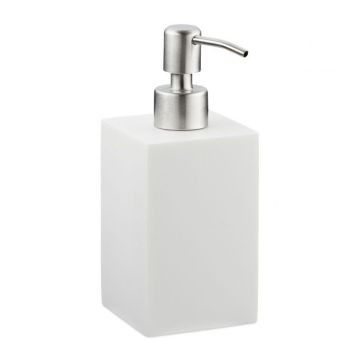 Liquid soap dispenser 17.5x7x8cm., white/silver color