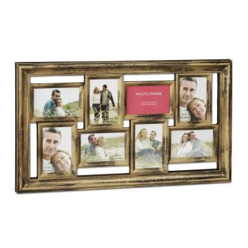 Collage of 8 photos 39.5x68x3cm., brown/gold colors