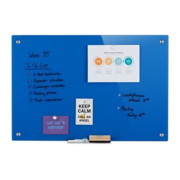 Glass, magnetic board 60x90x6.5 cm., blue color