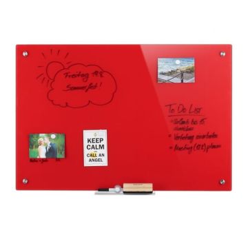 Glass, magnetic board 60x90x6.5 cm., red color