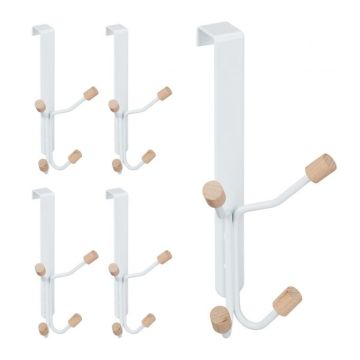 Door hooks 5pcs, white/light brown