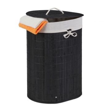 Laundry basket 55x42x32cm, 46L., black/cream color