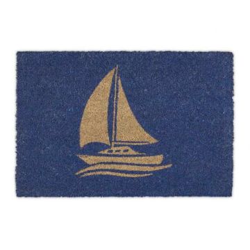 Doormat "Ship" 60x40 cm., light brown/blue