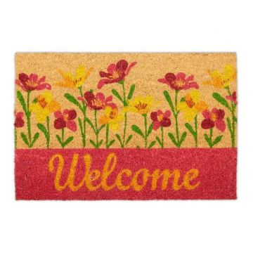 Wycieraczka "Welcome" z kwiatami 60x40 cm.