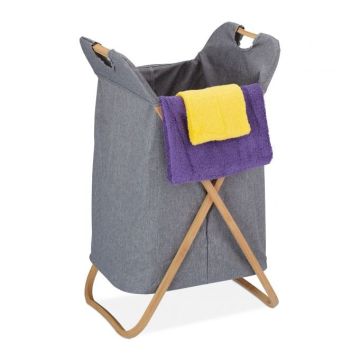Laundry basket 69.5x40x40cm, 55L., dark gray/light brown