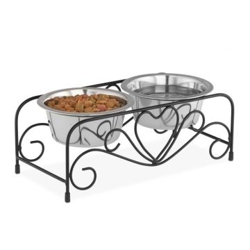 Bowls with stand 13.5x36x17.5cm., black/silver color
