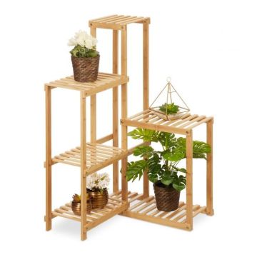 Corner plant shelf with 6 shelves 101x62x62cm., light brown
