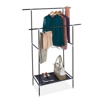 Clothes rack with 2 hangers 162x110x43cm., black/white
