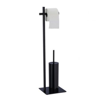 Toilet paper holder with toilet brush 78x20x20cm., black