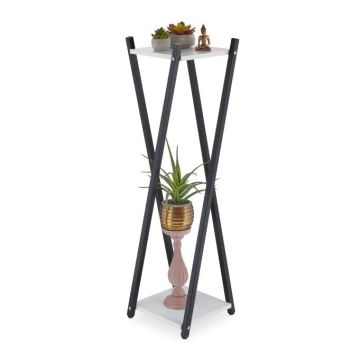 Flower stand with 2 shelves 99x29x29cm., black/white