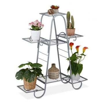 Flower stand with 7 shelves 83x75x24cm., silver color