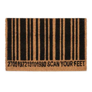 Wycieraczka "Barcode" 60x40 cm, kolor jasnobrązowy/czarny