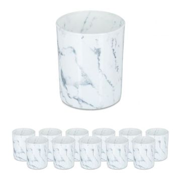 Set of 12 candlesticks 8.5x7cm., white/gray color