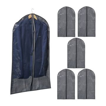 Set of 6 garment bags 100x60cm, gray