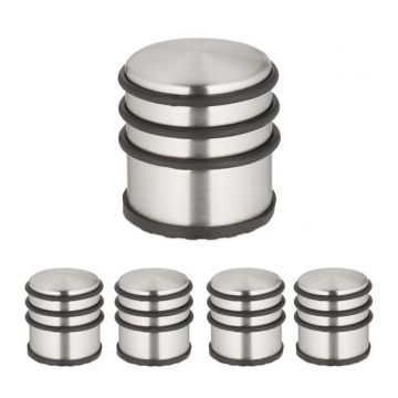 Set of 5 stainless steel door stops, silver color