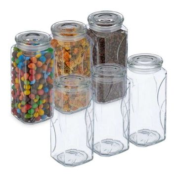 Set of 6 transparent containers for bulk products 22.5x9.5x9.5cm, 1.3L.