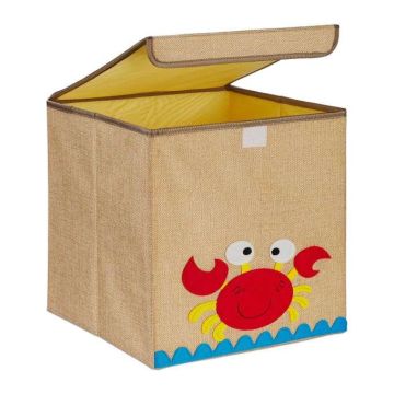 Folding box with lid 33x33x33cm., beige/yellow/orange color