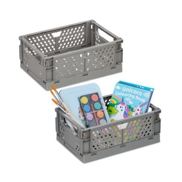 Set of 2 storage boxes 10x25x16.5cm, gray