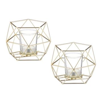 Metal candle holder 13x12x10cm., gold color