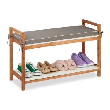 Hallway bench 55x90x34cm., white/gray/light brown