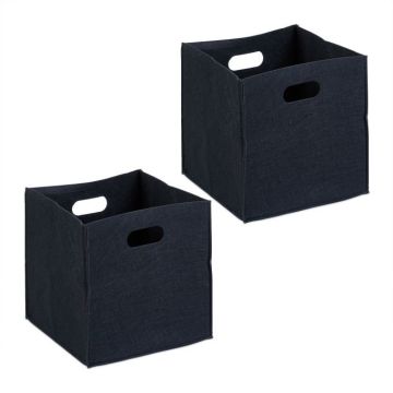 Set of 2 folding boxes 30x30x30cm., black