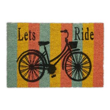 Wycieraczka "Lets ride" 60x40 cm, kolory niebieski/żółty/czerwony