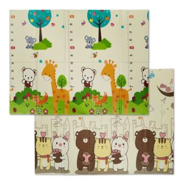 Double-sided rug 1x195x146cm., white/orange/green