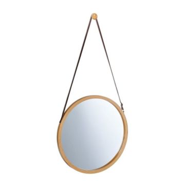 Lustro wiszące 38x1,5cm, kolor jasnobrązowy/brązowy