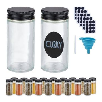 Set of 20 transparent spice jars 9.5x4.5cm., black
