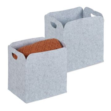 Set of 2 folding boxes 30x30x23cm., gray