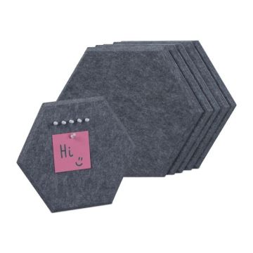 Set of 6 hexagonal bulletin boards 26x30x0.9 cm., dark gray