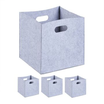 Set of 4 foldable boxes 30x30x30cm, grey