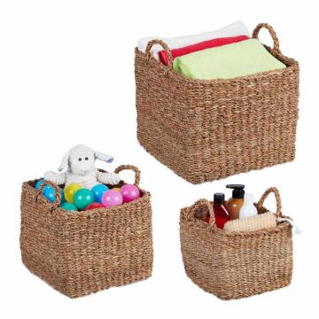 Set of 3 baskets, light brown