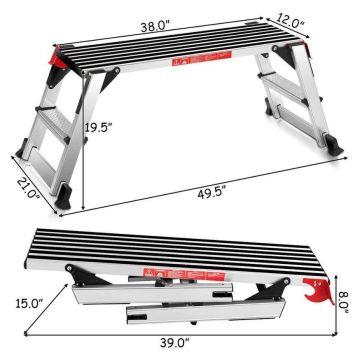 Ladder 126x52.5x49.5cm., silver/black