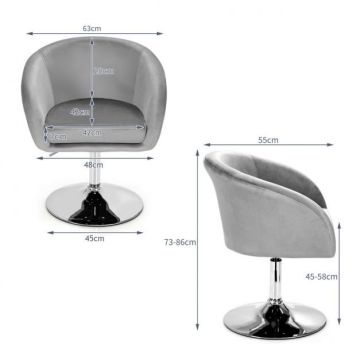 Bar stool 61x52x86cm., gray/silver color