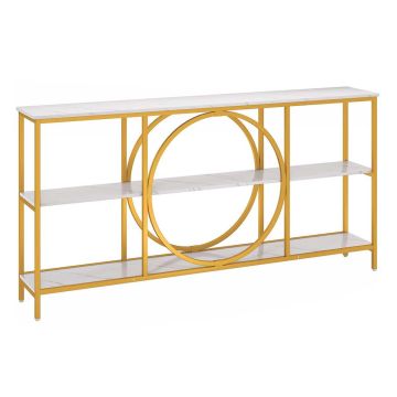 Konsola 180x30x90cm, złoto/biała