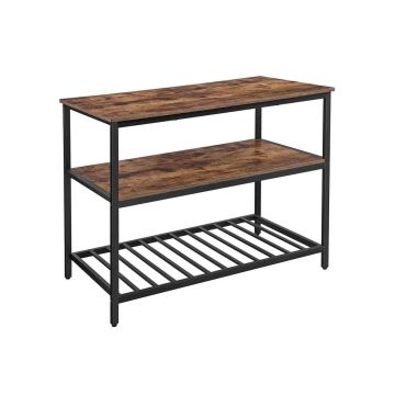 Kitchen island with 3 shelves KKI01BX, brown/black